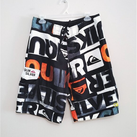 Quicksilver Board Shorts  All Over Print Polyester Swim Shorts Size 32 - Picture 1 of 3
